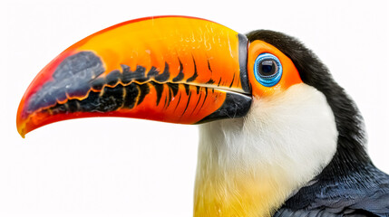 Naklejka premium Portrait of a Surprised Toucan: Close-up, isolated on a white background.