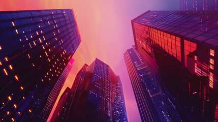 skyscrapers at night