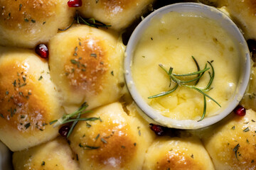 Festive bread wreath with cheese