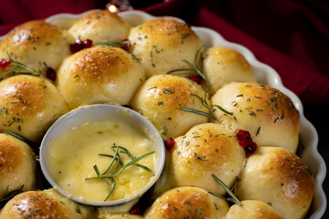Festive bread wreath with cheese
