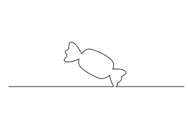 One continuous line drawing of candy. one continuous line drawing of two sweet candy isolated on white background, One continuous line illustration of a candy, isolated on white background.
