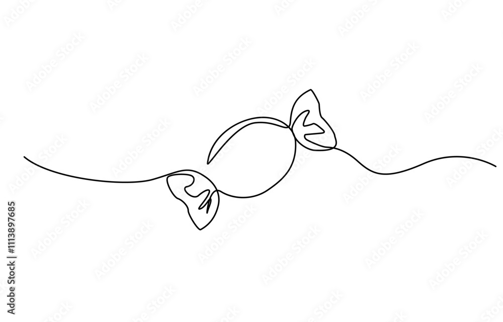 Poster one continuous line drawing of candy. one continuous line drawing of two sweet candy isolated on whi