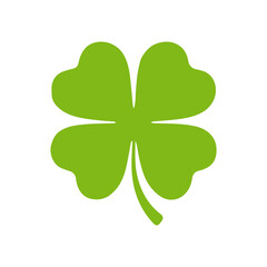 Four-leaf green clover icon. A symbol of good luck, fortune. Isolated on a white background.