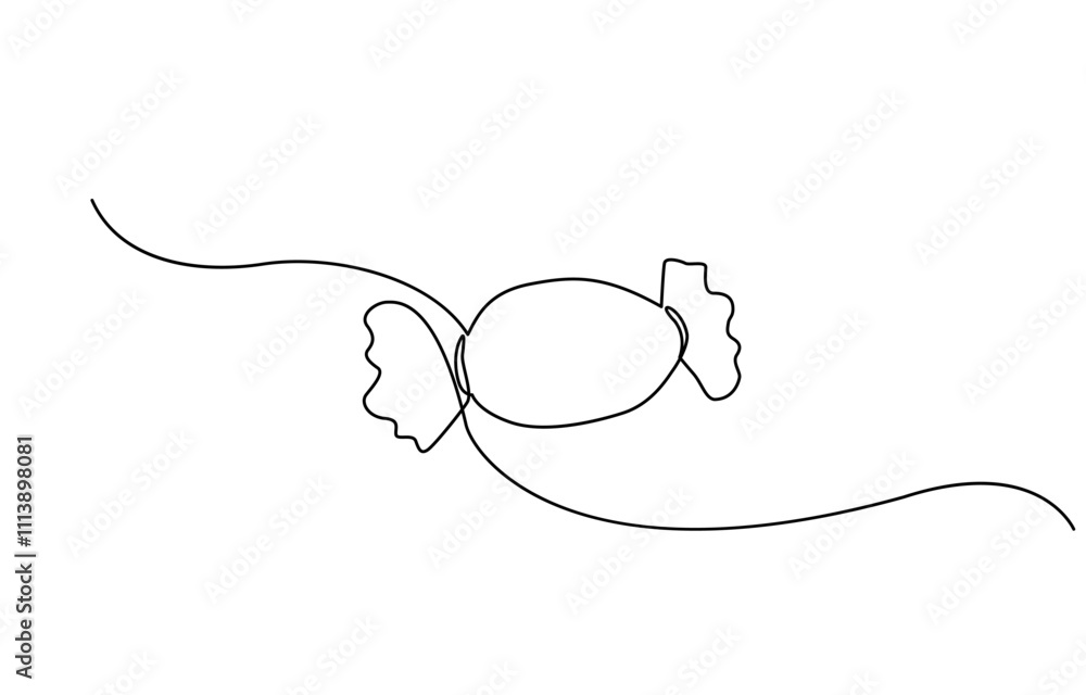 Poster one continuous line drawing of candy. one continuous line drawing of two sweet candy isolated on whi