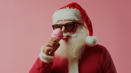 santa claus with ice cream