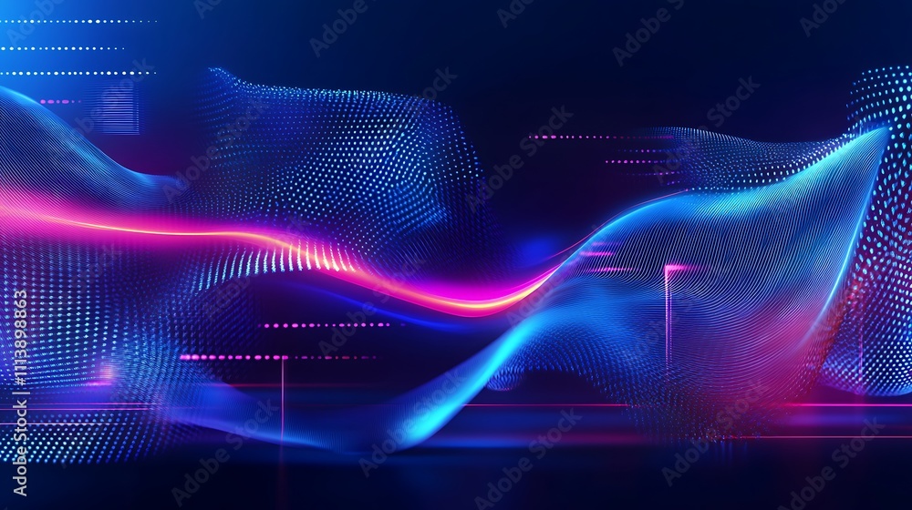 Poster abstract digital wave background with colorful light effects and flowing patterns for creative proje
