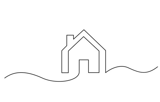 recommend clip art: Continuous thin line home vector illustration, minimalist house icon, Home, house sign line continuous drawing vector.