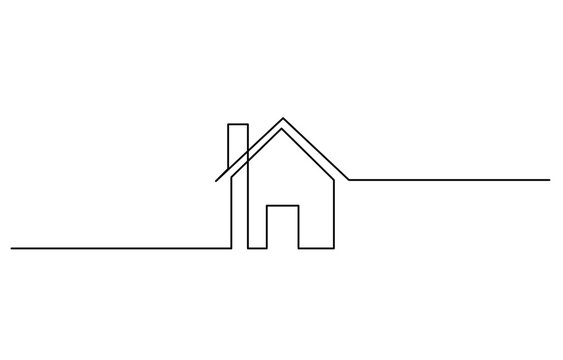 recommend clip art: Continuous thin line home vector illustration, minimalist house icon, Home, house sign line continuous drawing vector.