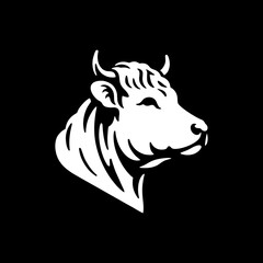 black and white cow bull head silhouette	
