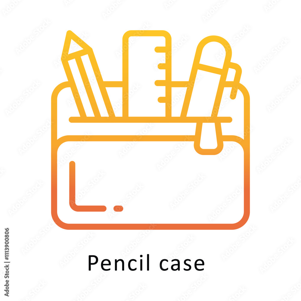 Poster Pencil case Vector Gradient Outline Icon.Eps file 10