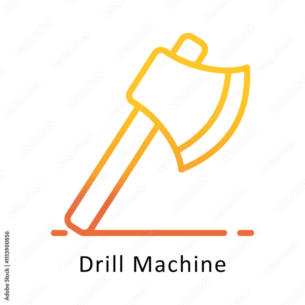 Poster drill machine vector gradient outline icon.eps file 10