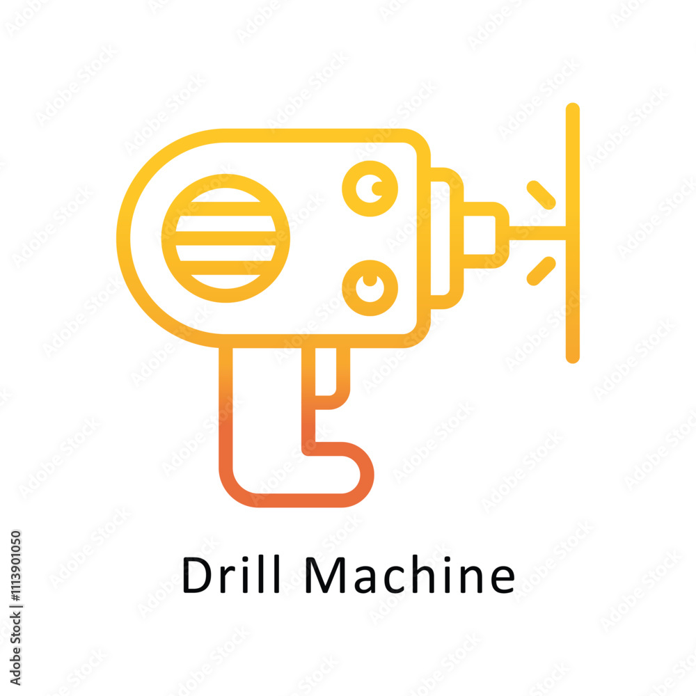 Poster drill machine vector gradient outline icon.eps file 10