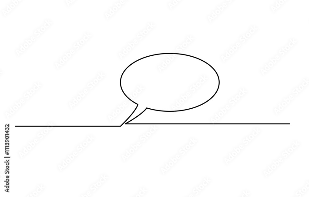 Poster one line drawing speech bubble vector. communication chat messenger single line vector, continuous o