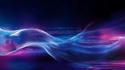 Abstract Digital Waves with Colorful Light Effects in a Dark Background for Modern Design and Technology