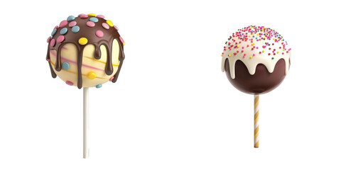 3d render cake pop isolated on transparent background Cartoon Illustration in plastic style