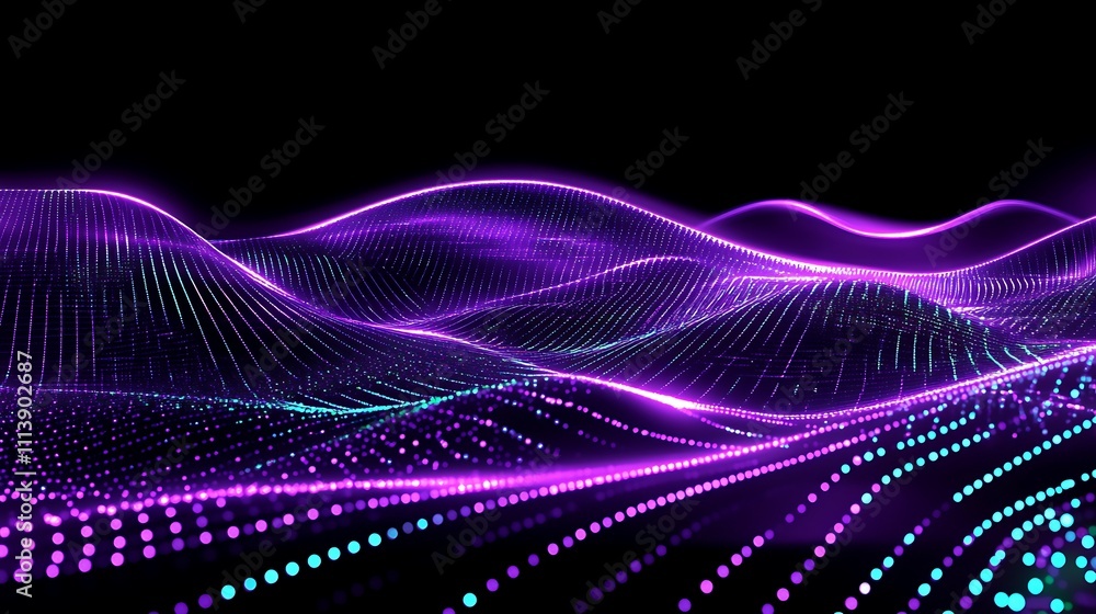 Aufkleber abstract digital waves with neon colors flowing in a futuristic 3d space representation of sound wav