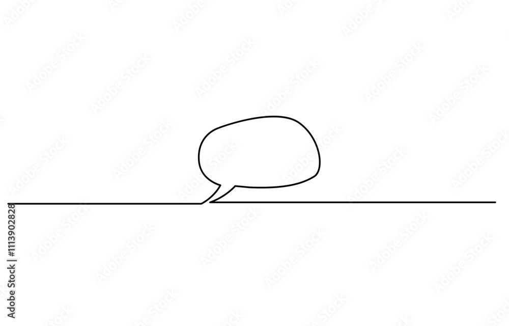 Poster one line drawing speech bubble vector. communication chat messenger single line vector, continuous o