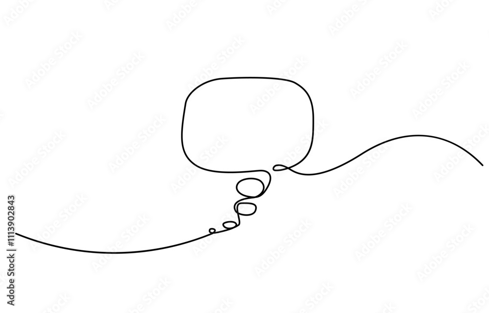 Poster one line drawing speech bubble vector. communication chat messenger single line vector, continuous o