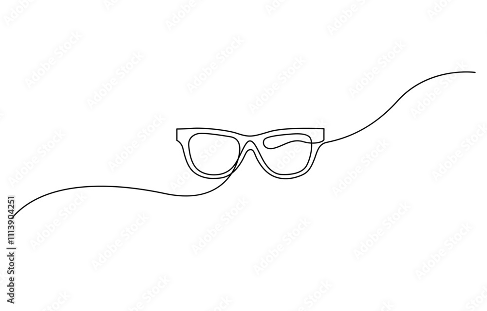 Poster glasses icon line continuous drawing vector. one line glasses vector background, one continuous line