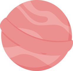 Flat cartoon of a bath bomb representing beauty and cosmetic product in a spa setting. Concept of relaxation, skincare, and personal care, ideal for spa beauty themes.