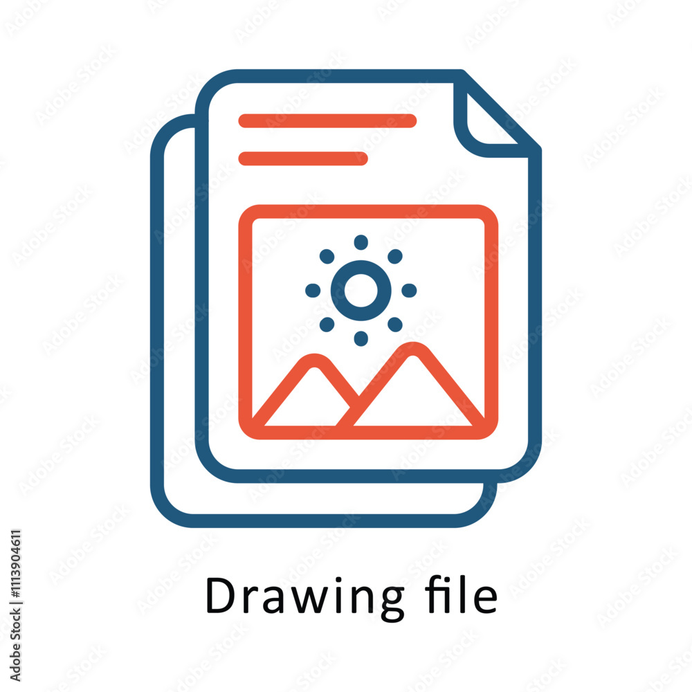 Poster drawing file vector two colors outline icon. eps file 10