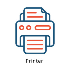 Printer vector Two Colors Outline icon. Eps file 10