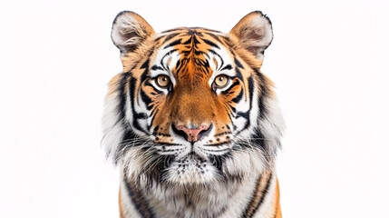 Fototapeta premium Portrait of a Tiger: Close-up, isolated on a white background.