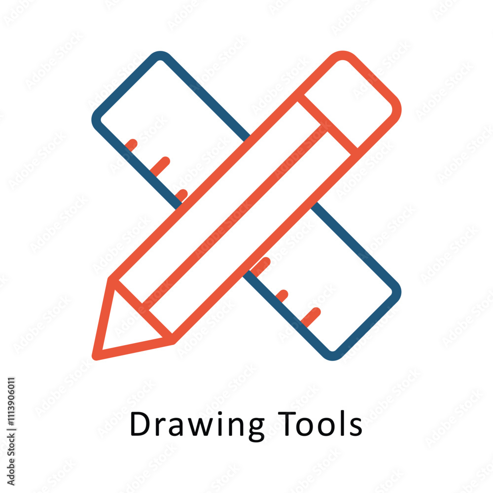 Poster drawing tools vector two colors outline icon. eps file 10