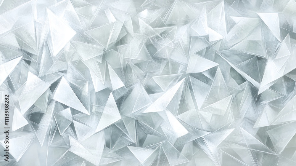 Poster abstract crystalline structure white triangular forms