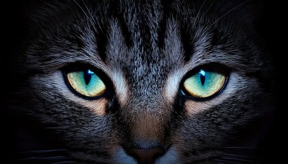 暗闇に光る猫の目
