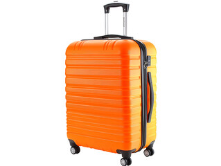 an orange suitcase with wheels