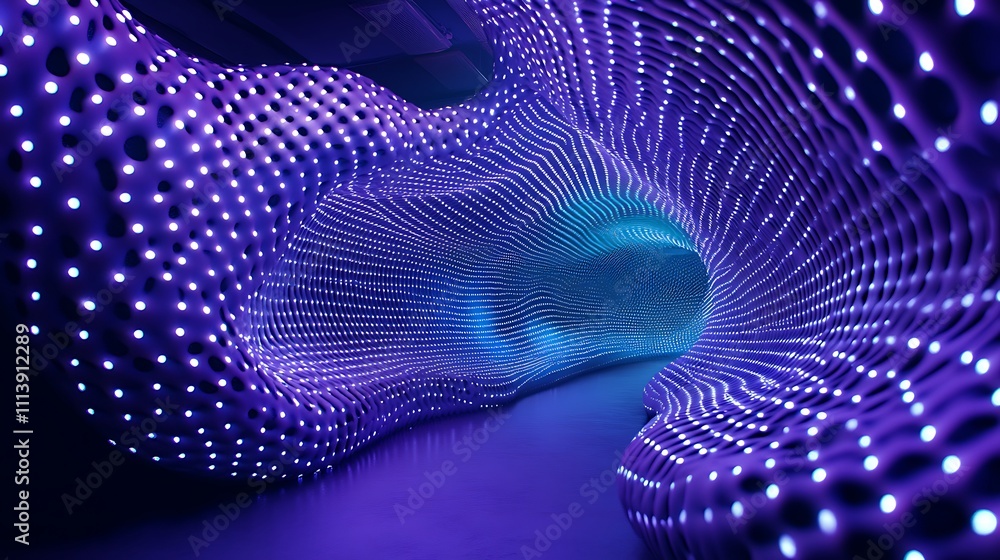Aufkleber abstract tunnel with colorful lights and smooth flowing patterns in vivid purple tones