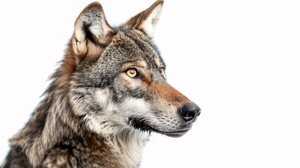 Obraz premium Portrait of a Wolf: Close-up, isolated on a white background.
