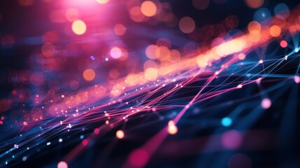 Obraz premium Abstract Network Connections: A Symphony of Light and Data
