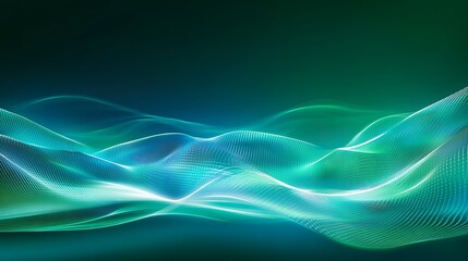 Abstract Wave Pattern with Glowing Light Effects in Shades of Blue and Green for Digital Backgrounds