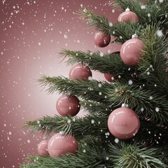 Colorful Christmas ornaments and snowflakes hanging from a decorated evergreen branch