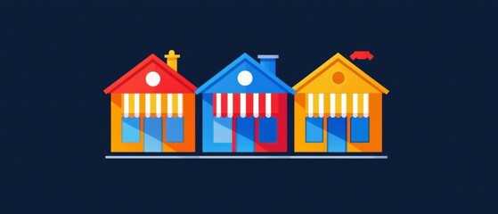 Obraz premium Colorful house icon illustrations digital art modern design graphic environment creative viewpoint