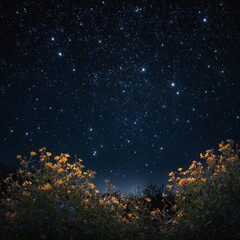A constellation of tiny glowing flowers in the night sky.


