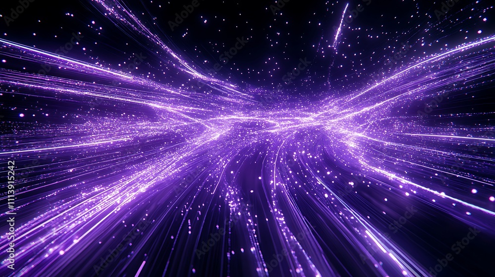 Poster captivating futuristic background of light trails and sparkling particles in deep space scene