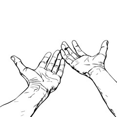 male hands palms up