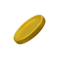 Realistic 3d vector illustration of metal gold coin isolated on white background. Golden money change. Economy and finance, savings concept.
