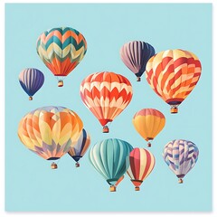 Fototapeta premium Colorful hot air balloons creating charm on plain white backdrop picture