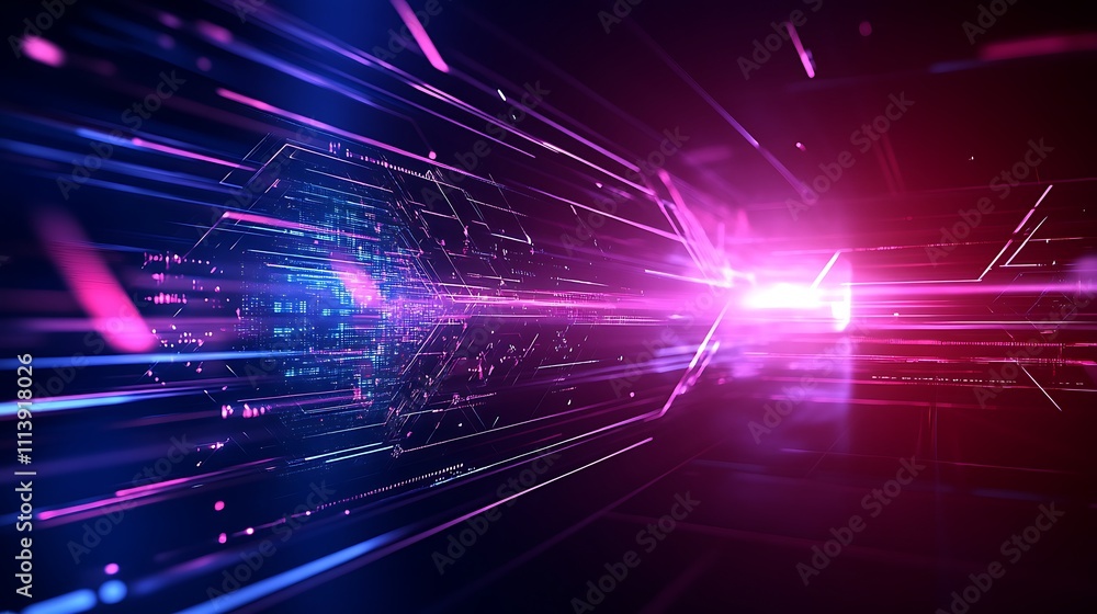 Aufkleber dynamic abstract background with neon light effects and futuristic technology elements