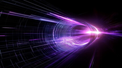 Dynamic Abstract Light Burst with Striking Violet and Purple Hues in a Dark Background for Creative Use