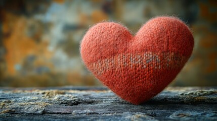 Fototapeta premium Large Felt Heart Background Mockup. Generative AI