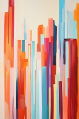 Obraz premium Vibrant Abstract Art: Colorful Vertical Stripes in Red, Orange, Blue, and Pink - Modern Decor for Home or Office Spaces