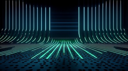 Futuristic Abstract Environment with Bright Neon Lights and Geometric Patterns for Creative Projects