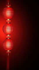 Obraz premium Captivating Chinese Lantern Display on a Vibrant Red Background