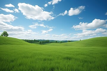 Fototapeta premium meadow and the beautiful blue sky 
