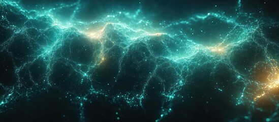 Fototapeta premium Abstract teal and gold energy flow.